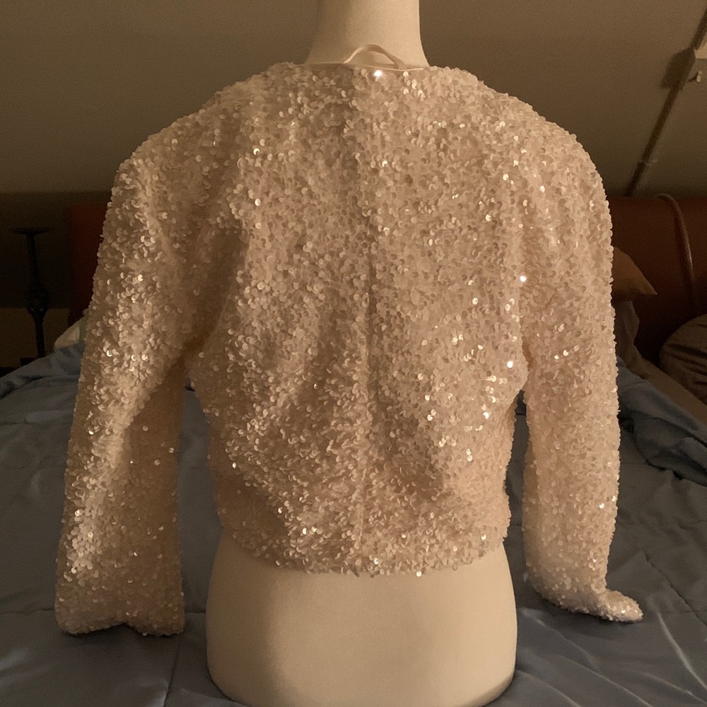 🎉 NWT H&M chic Sequin Jacket top w/ Black Bows sz XS *RARE SIZE* - Picture 8 of 13